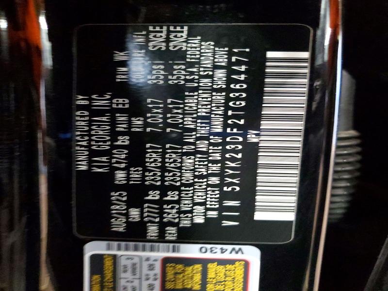 54869036 :رقم المزاد ، 5XYK23DF2TG364471 vin ، 2026 Kia Sportage مزاد بيع