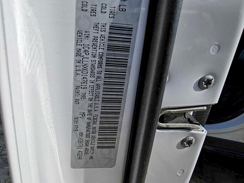 2019 Jeep Cherokee მანქანა იყიდება აუქციონზე, vin: 1C4PJLLNXKD147619, აუქციონის ნომერი: 55086896
