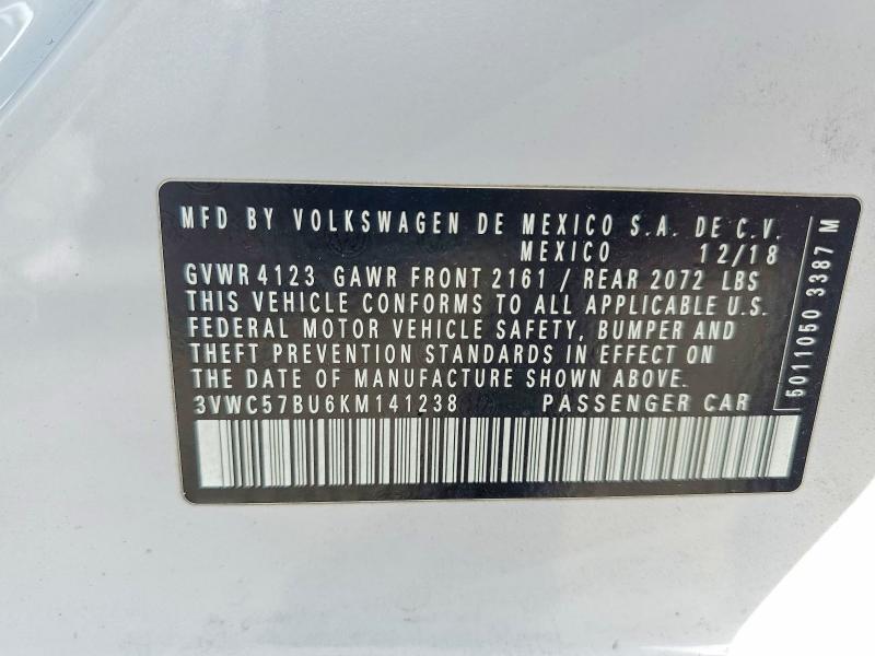 Продаж на аукціоні авто 2019 Volkswagen Jetta, vin: 3VWC57BU6KM141238, номер лоту: 55056096