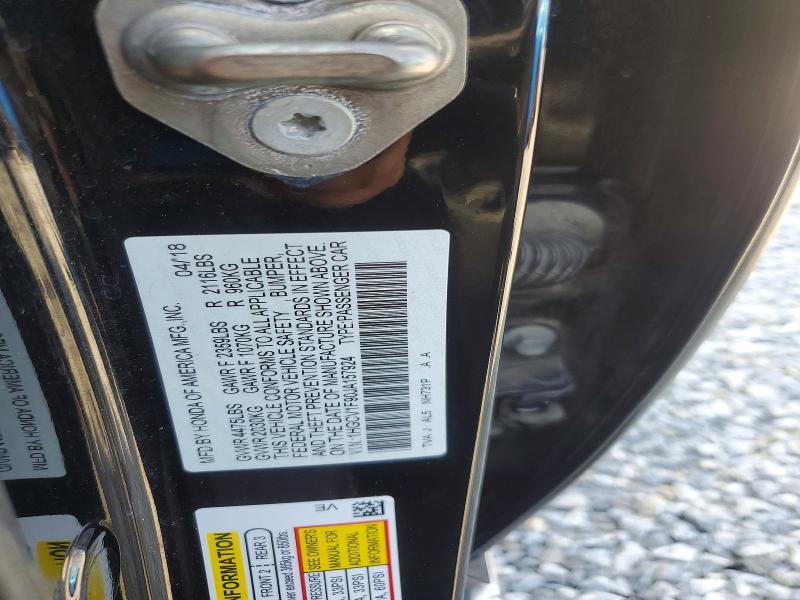53296166 :رقم المزاد ، 1HGCV1F90JA157924 vin ، 2018 Honda Accord مزاد بيع