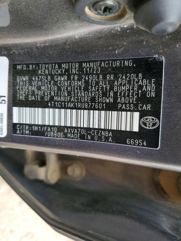 Продажа на аукционе авто 2024 Toyota Camry, vin: 4T1C11AK1RU877601, номер лота: 55164286