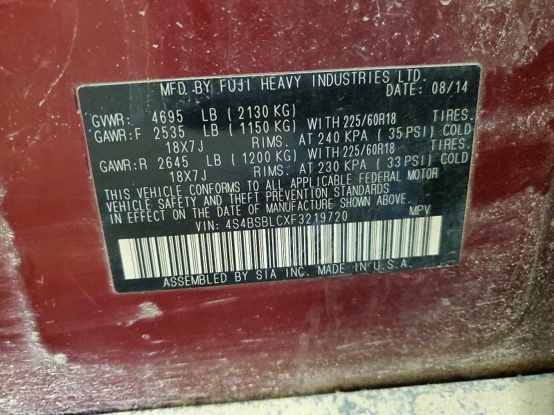 Aukcja sprzedaży 2015 Subaru Outback, vin: 4S4BSBLCXF3219720, numer aukcji: 52829016