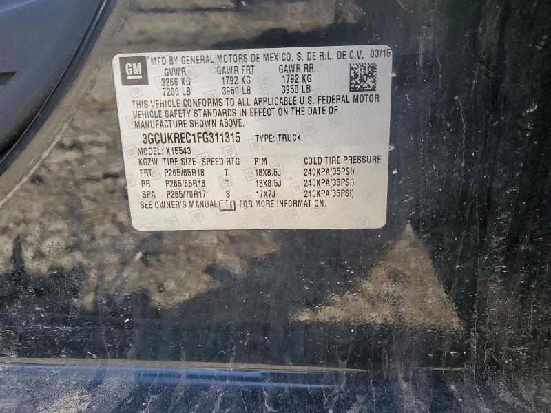 51467446 :رقم المزاد ، 3GCUKREC1FG311315 vin ، 2015 Chevrolet Silverado مزاد بيع