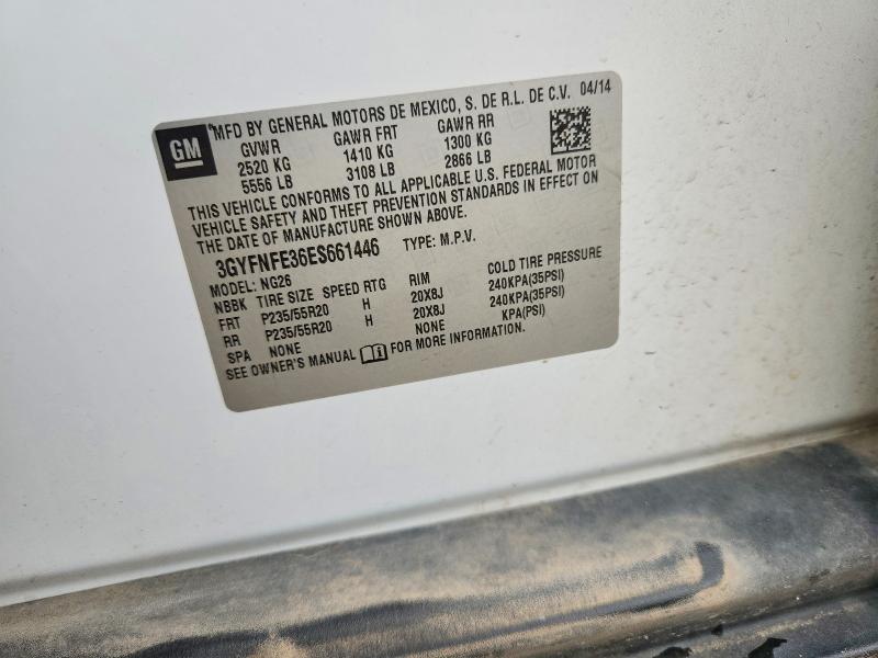 2014 Cadillac Srx მანქანა იყიდება აუქციონზე, vin: 3GYFNFE36ES661446, აუქციონის ნომერი: 54174806