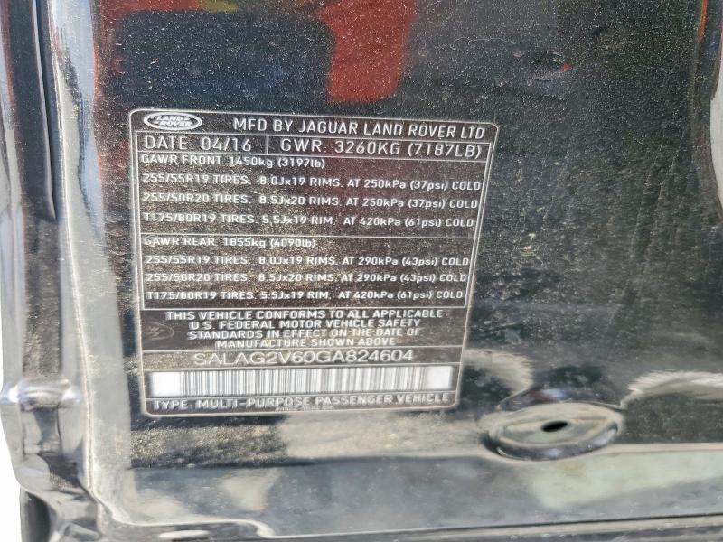 Aukcja sprzedaży 2016 Land Rover Lr4, vin: SALAG2V60GA824604, numer aukcji: 53226066