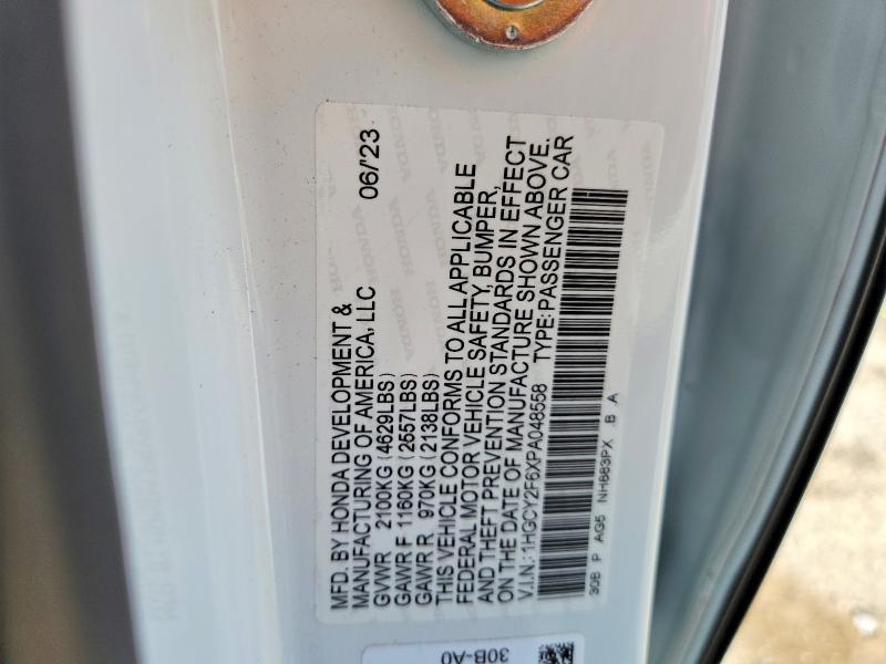 2023 Honda Accord მანქანა იყიდება აუქციონზე, vin: 1HGCY2F6XPA048558, აუქციონის ნომერი: 53040416