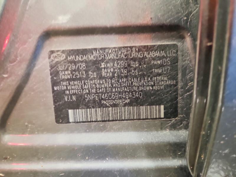 Aukcja sprzedaży 2009 Hyundai Sonata, vin: 5NPET46C69H494340, numer aukcji: 54419606