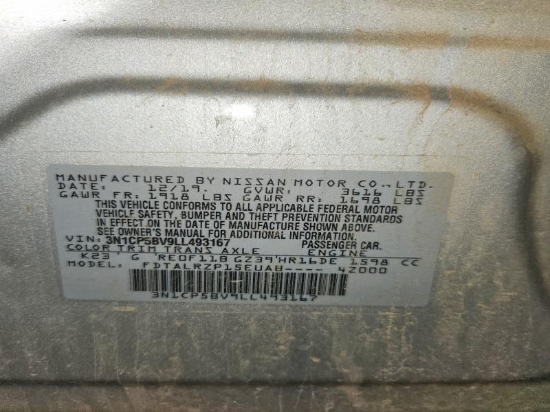54758096 :رقم المزاد ، 3N1CP5BV9LL493167 vin ، 2020 Nissan Kicks مزاد بيع