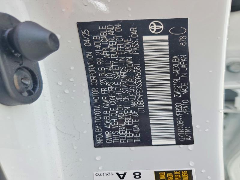 Aukcja sprzedaży 2025 Toyota Corolla Hybrid, vin: JTDBCMFE2S3096581, numer aukcji: 51699836