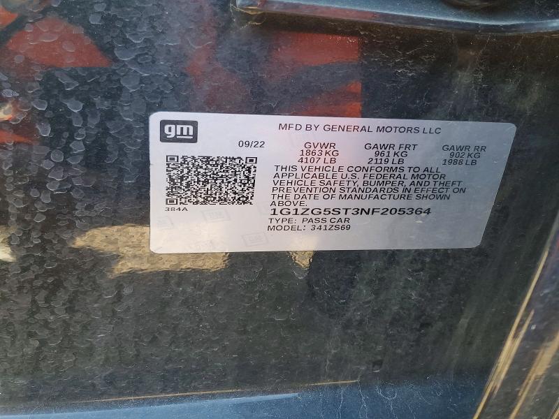 Продажа на аукционе авто 2022 Chevrolet Malibu, vin: 1G1ZG5ST3NF205364, номер лота: 53008336