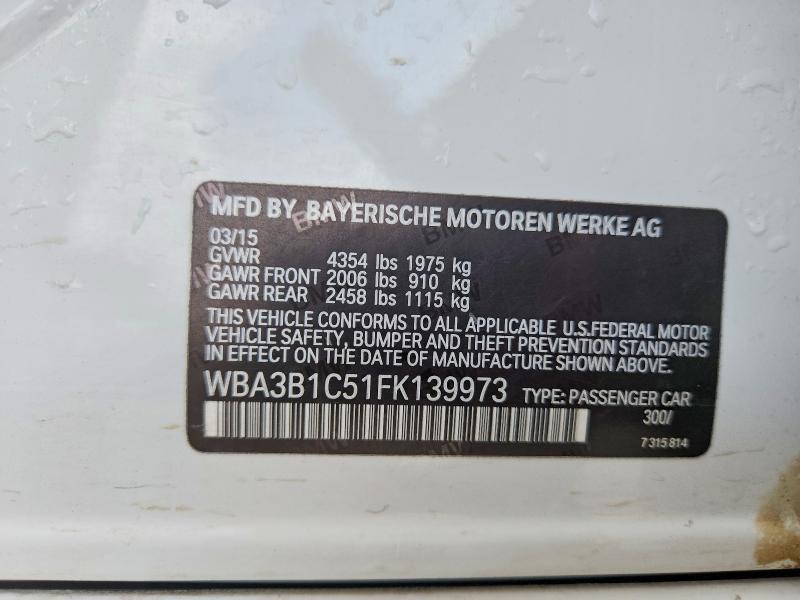 53580266 :رقم المزاد ، WBA3B1C51FK139973 vin ، 2015 Bmw 320 مزاد بيع