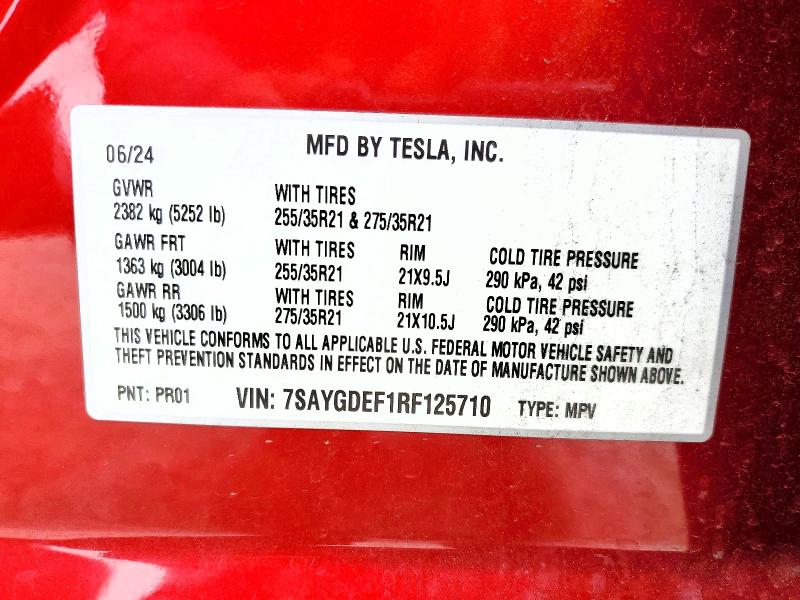 2024 Tesla Model Y მანქანა იყიდება აუქციონზე, vin: 7SAYGDEF1RF125710, აუქციონის ნომერი: 53835856
