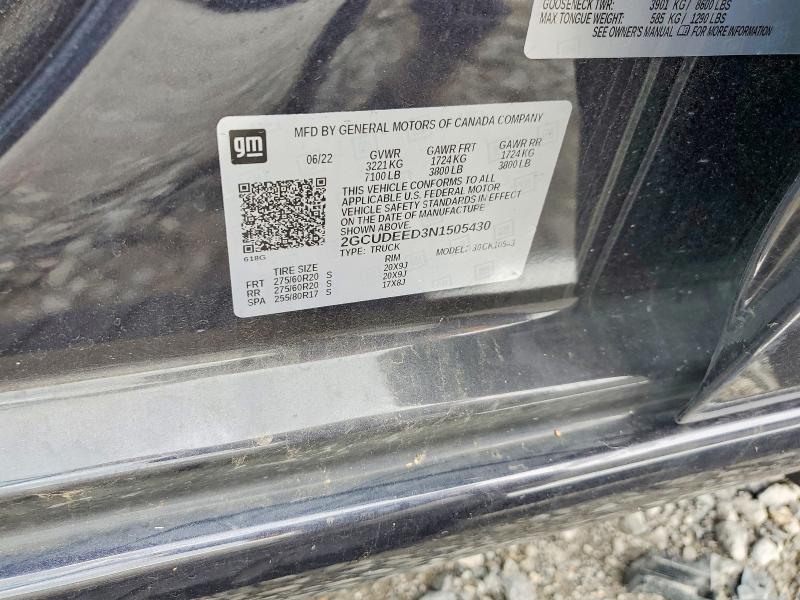 Aukcja sprzedaży 2022 Chevrolet Silverado, vin: 2GCUDEED3N1505430, numer aukcji: 52413726