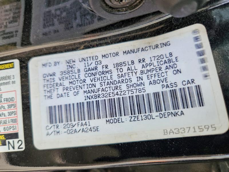 2004 Toyota Corolla მანქანა იყიდება აუქციონზე, vin: 1NXBR32E54Z275785, აუქციონის ნომერი: 53917636