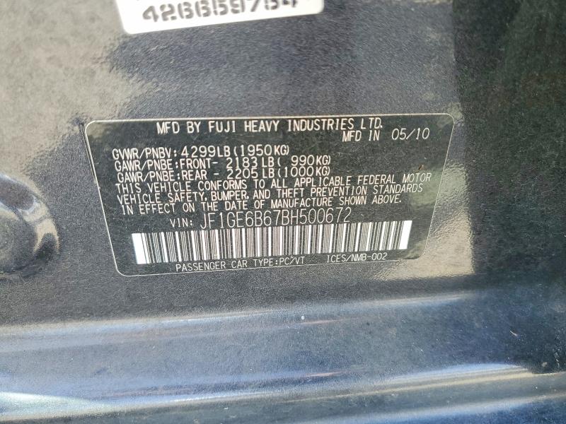 Aukcja sprzedaży 2011 Subaru Impreza, vin: JF1GE6B67BH500672, numer aukcji: 52209976