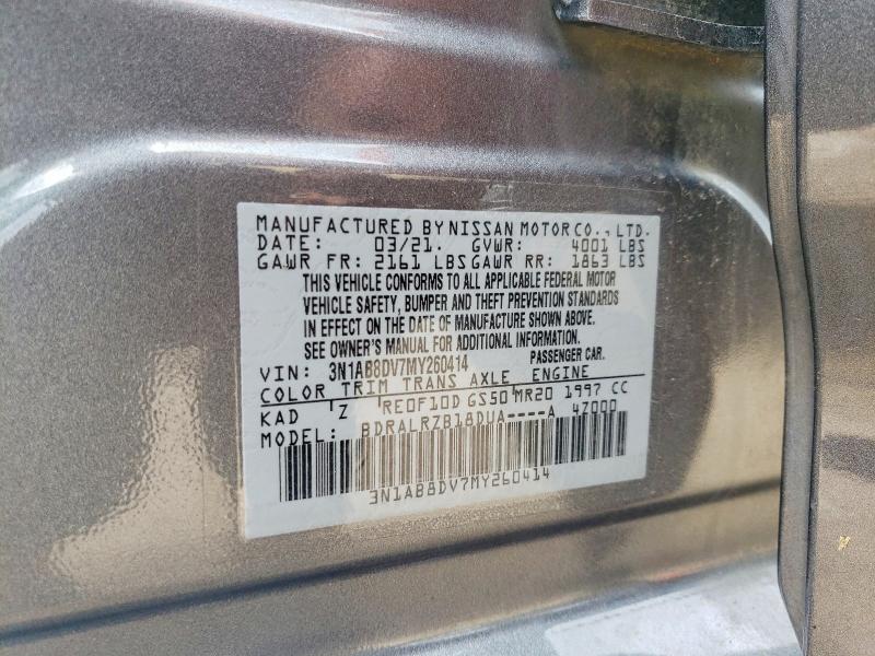 Aukcja sprzedaży 2021 Nissan Sentra, vin: 3N1AB8DV7MY260414, numer aukcji: 54227916