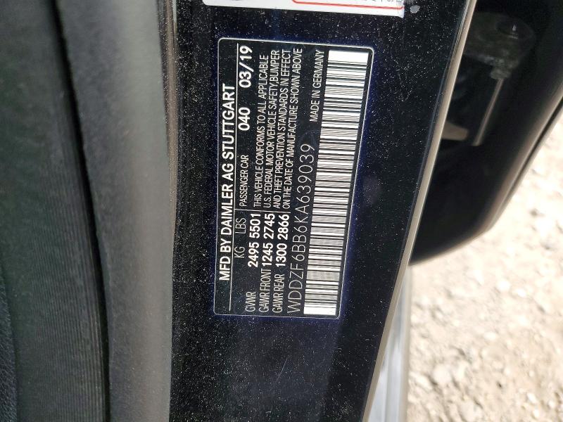 2019 Mercedes-benz E მანქანა იყიდება აუქციონზე, vin: WDDZF6BB6KA639039, აუქციონის ნომერი: 52222926