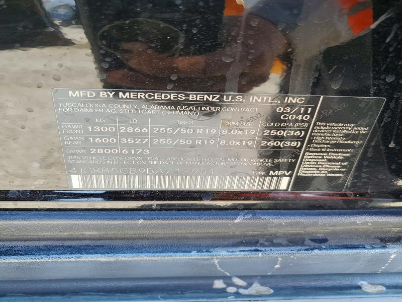 53782076 :رقم المزاد ، 4JGBB5GB9BA717951 vin ، 2011 Mercedes-benz Ml مزاد بيع