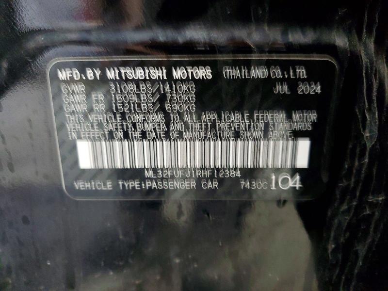 Aukcja sprzedaży 2024 Mitsubishi Mirage, vin: ML32FUFJ1RHF12384, numer aukcji: 52186566