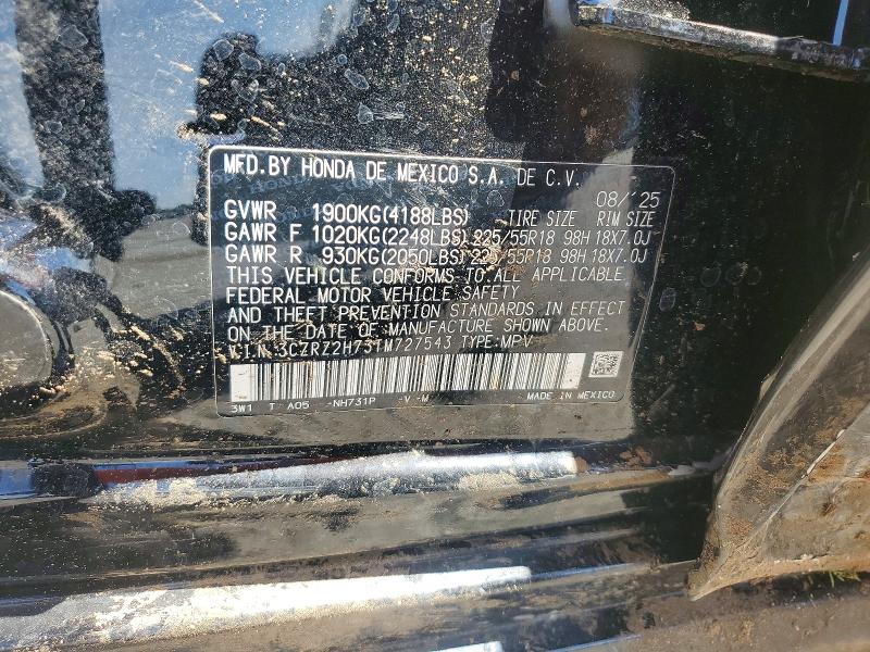 2026 Honda Hr-v მანქანა იყიდება აუქციონზე, vin: 3CZRZ2H73TM727543, აუქციონის ნომერი: 52601166