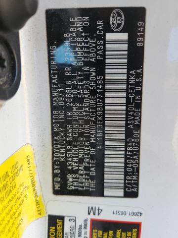 2011 Toyota Camry მანქანა იყიდება აუქციონზე, vin: 4T1BF3EK9BU771485, აუქციონის ნომერი: 50736926