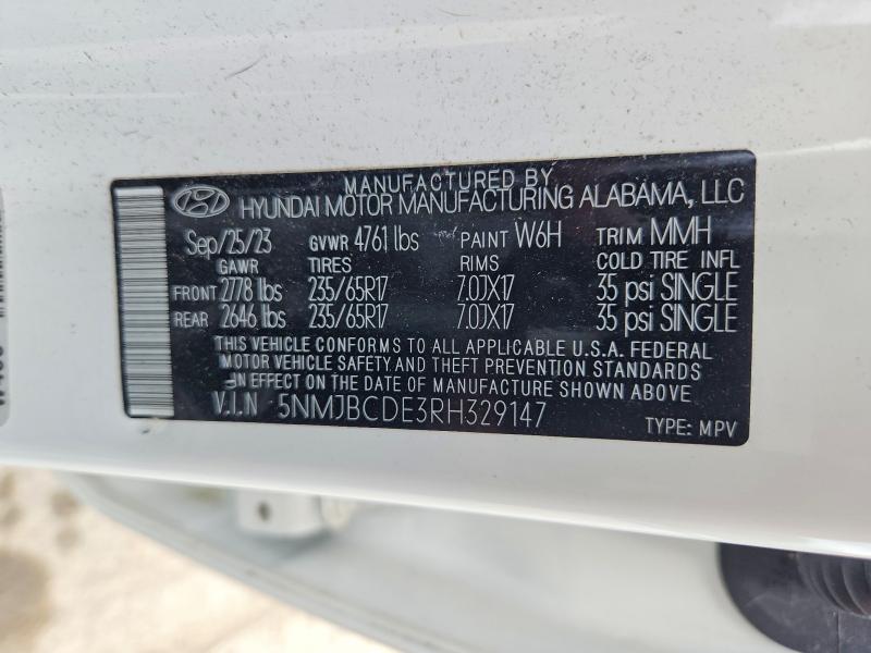 Aukcja sprzedaży 2024 Hyundai Tucson, vin: 5NMJBCDE3RH329147, numer aukcji: 52739366