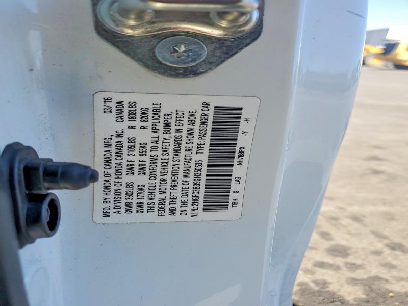 53740236 :رقم المزاد ، 2HGFC3B39GH350535 vin ، 2016 Honda Civic مزاد بيع
