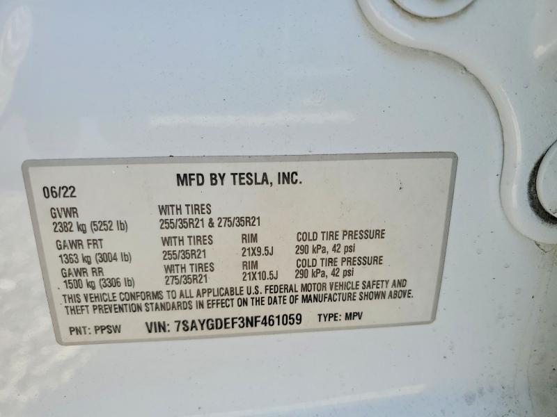 Продажа на аукционе авто 2022 Tesla Model Y, vin: 7SAYGDEF3NF461059, номер лота: 54985896