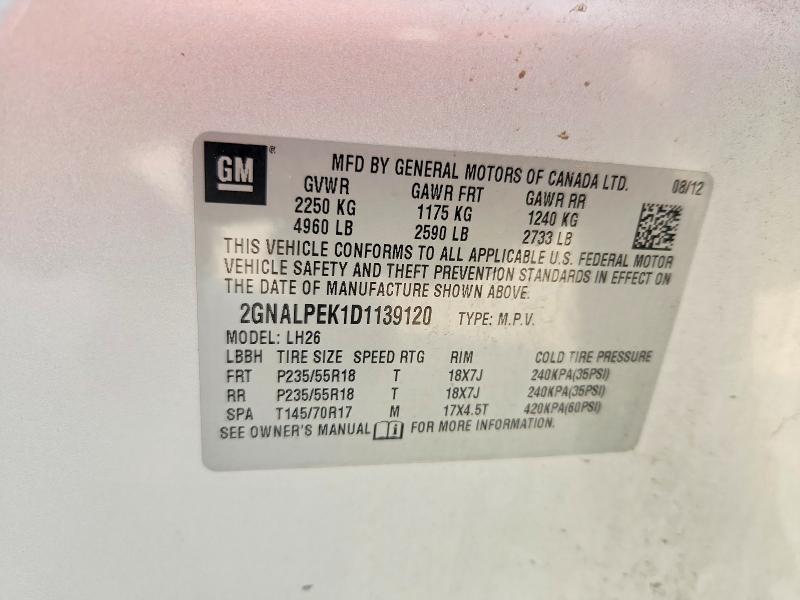 Продаж на аукціоні авто 2013 Chevrolet Equinox, vin: 2GNALPEK1D1139120, номер лоту: 55495696