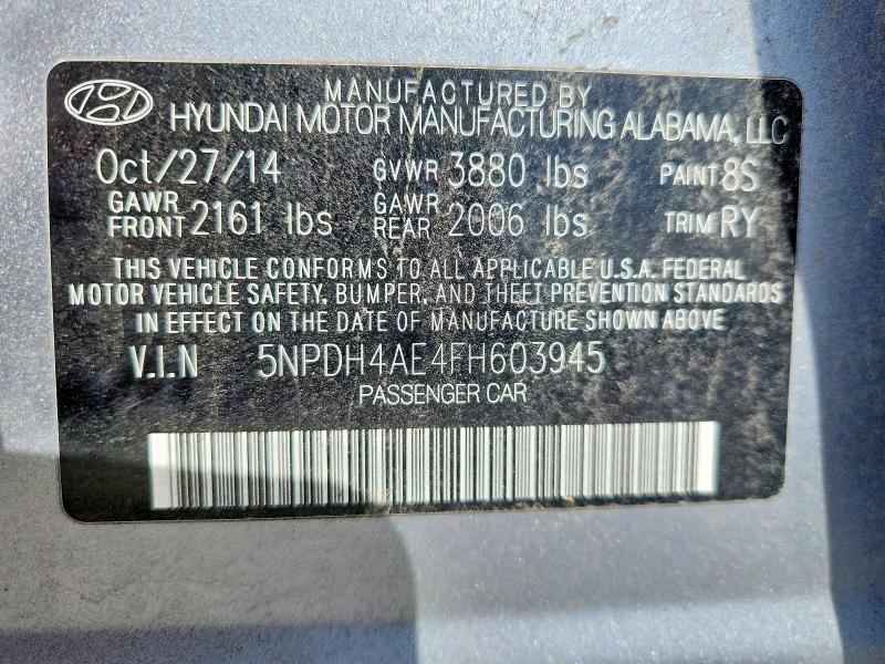 Продаж на аукціоні авто 2015 Hyundai Elantra, vin: 5NPDH4AE4FH603945, номер лоту: 52391576
