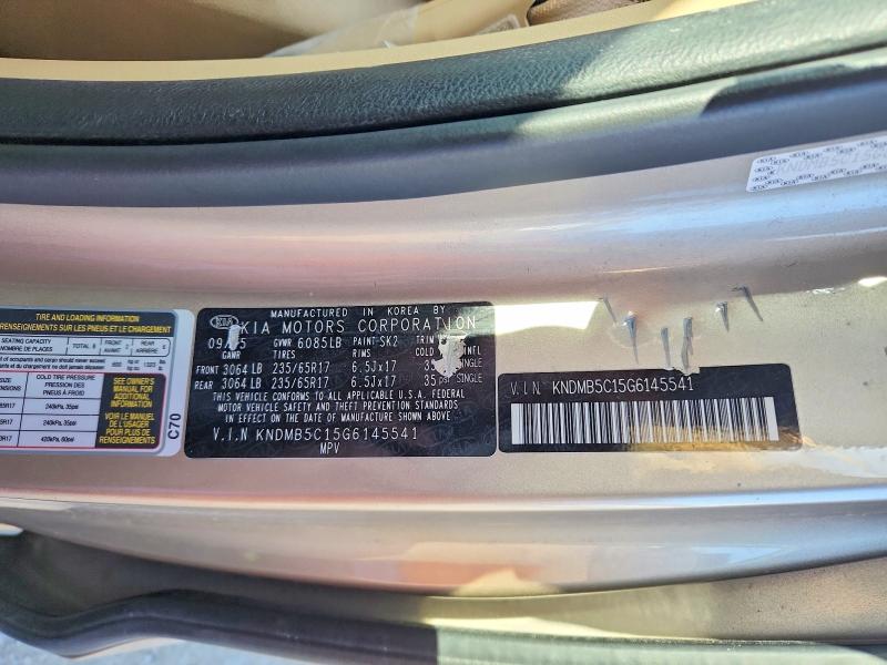 Aukcja sprzedaży 2016 Kia Sedona, vin: KNDMB5C15G6145541, numer aukcji: 53880956