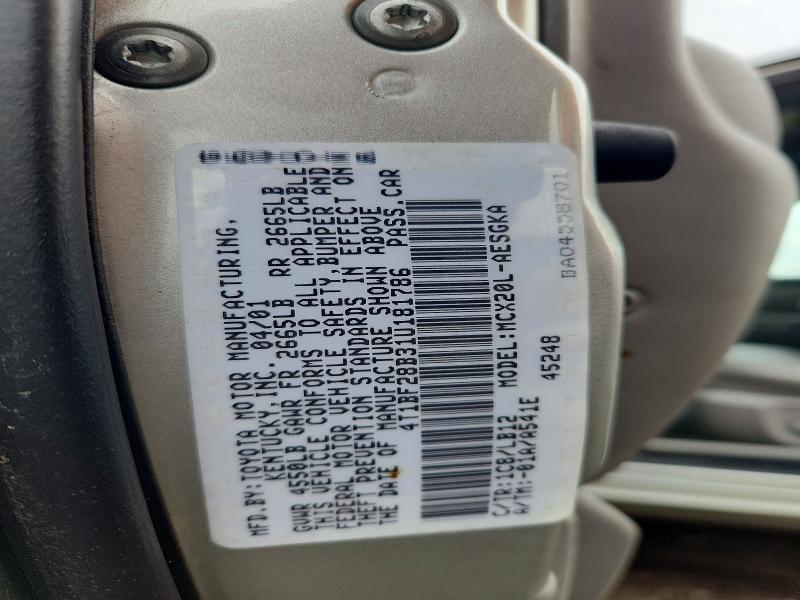 52993566 :رقم المزاد ، 4T1BF28B31U181786 vin ، 2001 Toyota Avalon مزاد بيع