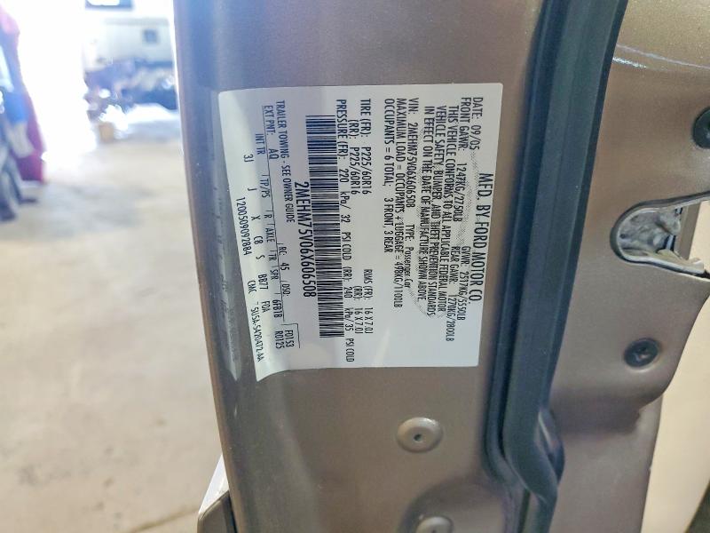 2006 Mercury Grand Marquis მანქანა იყიდება აუქციონზე, vin: 2MEHM75V06X606508, აუქციონის ნომერი: 54766326
