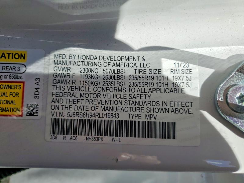 2024 Honda Cr-v მანქანა იყიდება აუქციონზე, vin: 5J6RS6H94RL019843, აუქციონის ნომერი: 55386726
