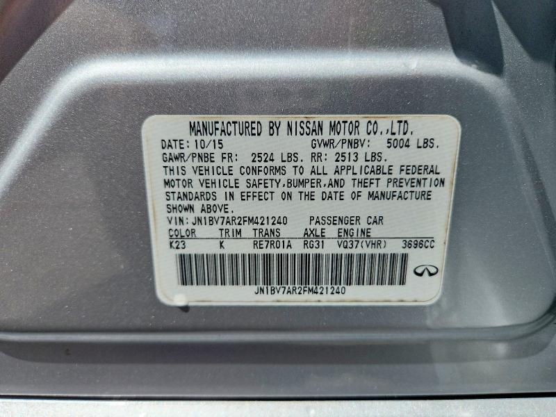 Aukcja sprzedaży 2015 Infiniti Q50, vin: JN1BV7AR2FM421240, numer aukcji: 53257586