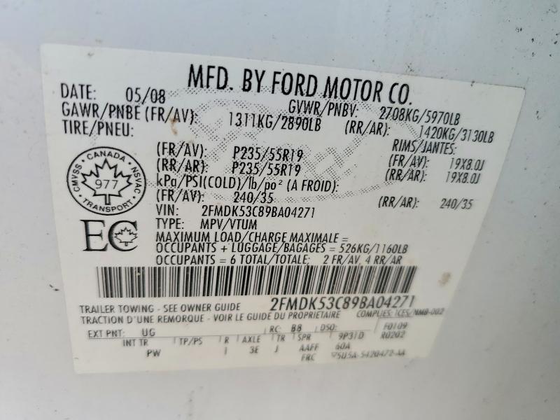 Aukcja sprzedaży 2009 Ford Flex, vin: 2FMDK53C89BA04271, numer aukcji: 51427826