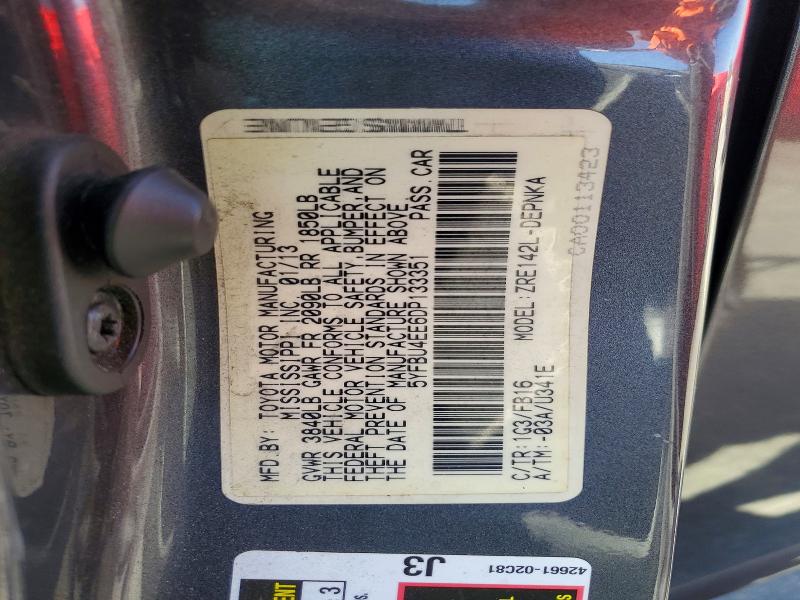 Продажа на аукционе авто 2013 Toyota Corolla, vin: 5YFBU4EE6DP133351, номер лота: 54634396