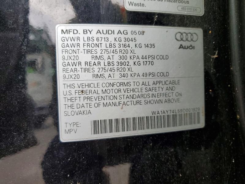 Aukcja sprzedaży 2009 Audi Q7, vin: WA1AY74L59D001929, numer aukcji: 53311146