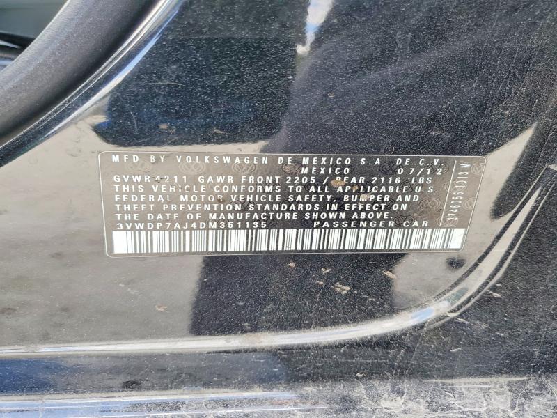 Aukcja sprzedaży 2013 Volkswagen Jetta, vin: 3VWDP7AJ4DM351135, numer aukcji: 53937006