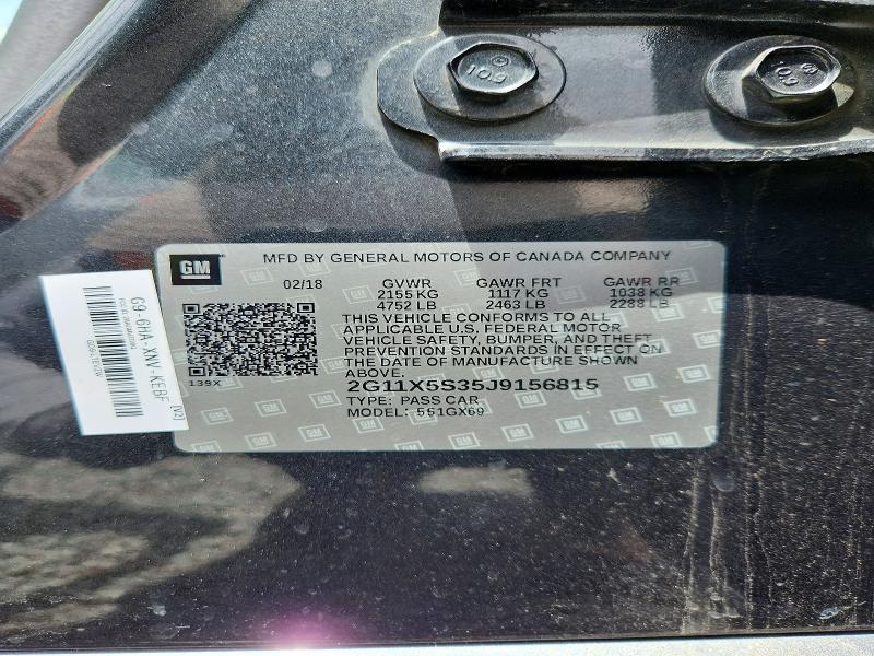 Продаж на аукціоні авто 2018 Chevrolet Impala, vin: 2G11X5S35J9156815, номер лоту: 54278716