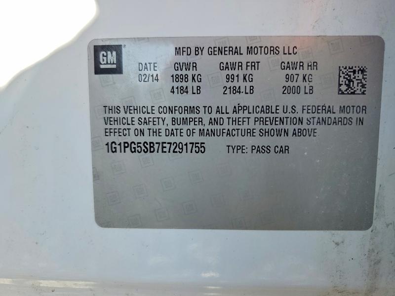 Продаж на аукціоні авто 2014 Chevrolet Cruze, vin: 1G1PG5SB7E7291755, номер лоту: 52840356