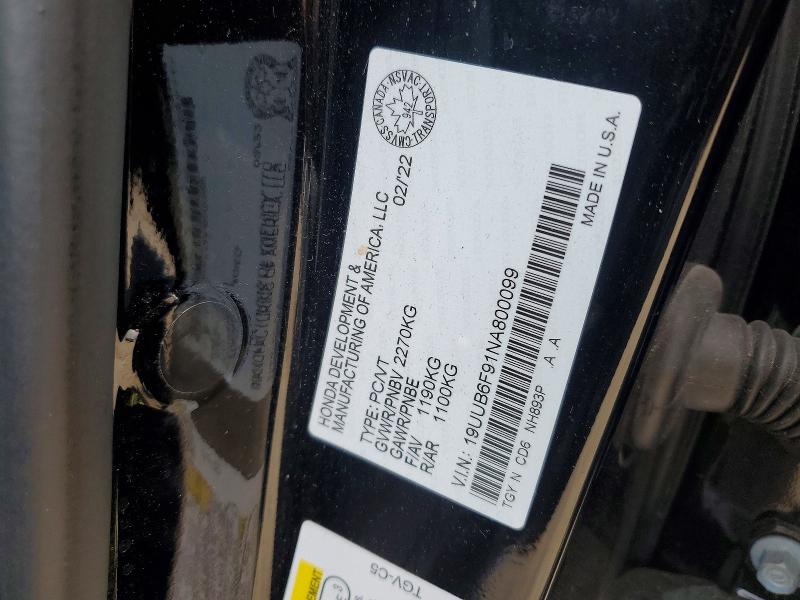 Auction sale of the 2022 Acura Tlx, vin: 19UUB6F91NA800099, lot number: 54412676
