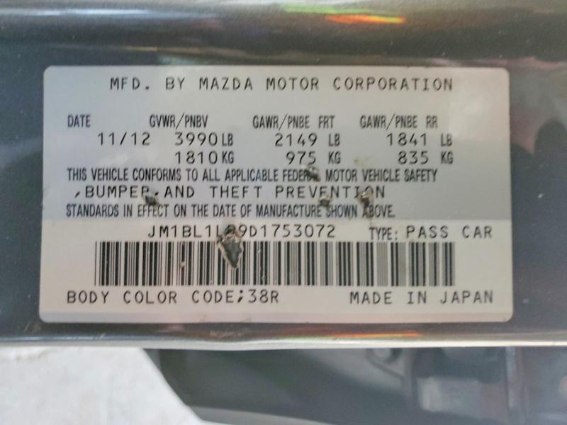 Aukcja sprzedaży 2013 Mazda 3, vin: JM1BL1LP9D1753072, numer aukcji: 55387666