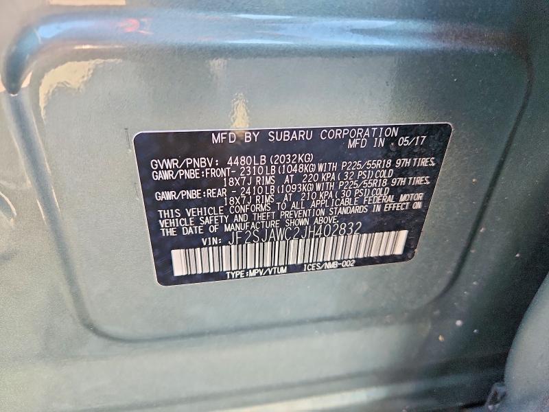 52344866 :رقم المزاد ، JF2SJAWC2JH402832 vin ، 2018 Subaru Forester مزاد بيع