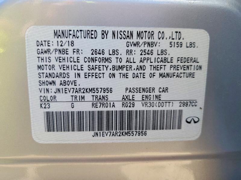 Продажа на аукционе авто 2019 Infiniti Q50, vin: JN1EV7AR2KM557956, номер лота: 52766836