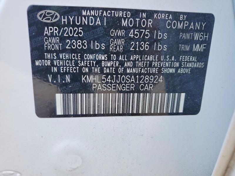 2025 Hyundai Sonata Hybrid მანქანა იყიდება აუქციონზე, vin: KMHL54JJ0SA128924, აუქციონის ნომერი: 53784046