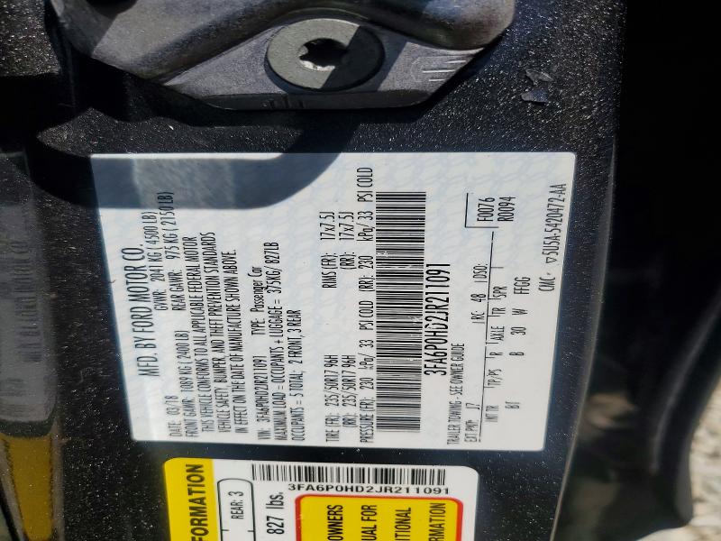 Aukcja sprzedaży 2018 Ford Fusion, vin: 3FA6P0HD2JR211091, numer aukcji: 52999786