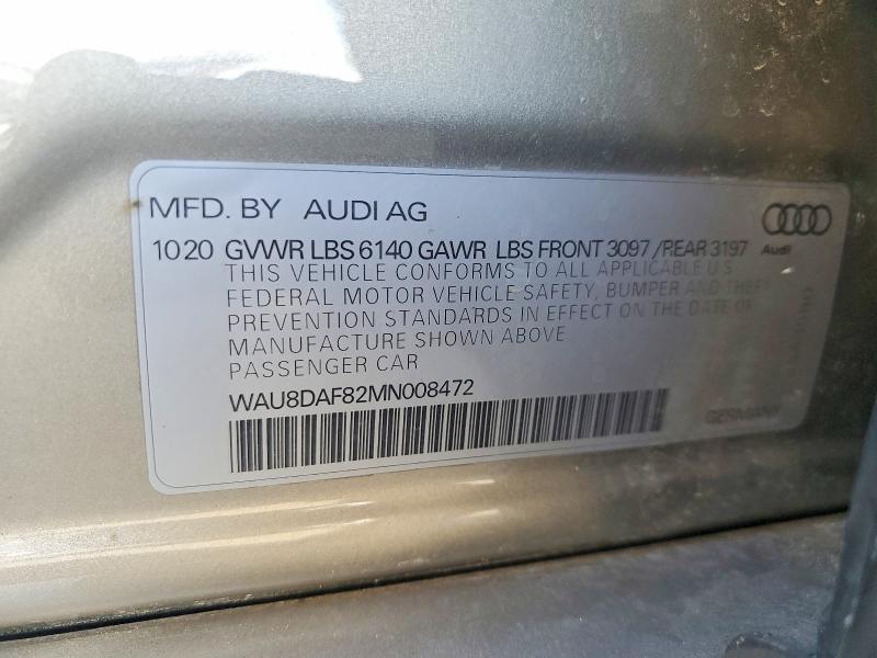 Aukcja sprzedaży 2021 Audi A8, vin: WAU8DAF82MN008472, numer aukcji: 54460726
