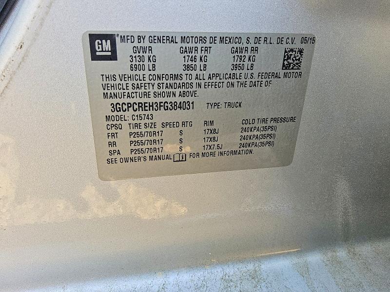 2015 Chevrolet Silverado მანქანა იყიდება აუქციონზე, vin: 3GCPCREH3FG384031, აუქციონის ნომერი: 53327026