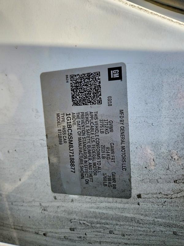 Aukcja sprzedaży 2018 Chevrolet Cruze, vin: 1G1BC5SM8J7188877, numer aukcji: 54461186